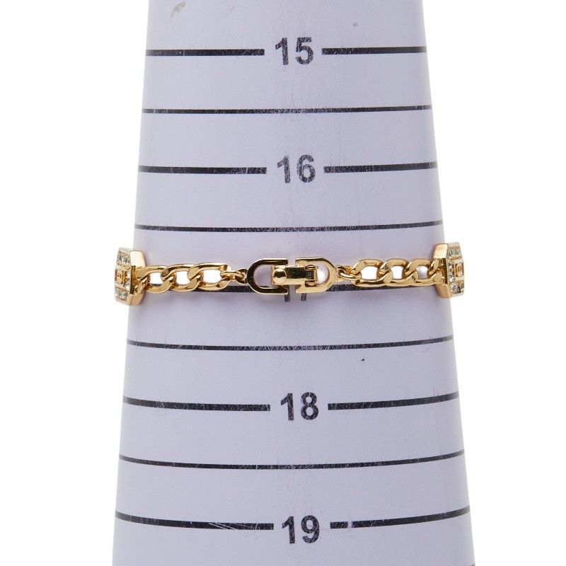 Dior CD Logo Gold Plated Rhinestone Bracelet