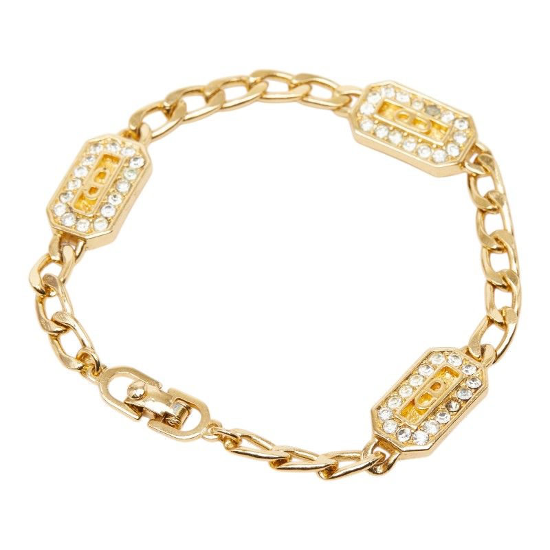 Dior CD Logo Gold Plated Rhinestone Bracelet