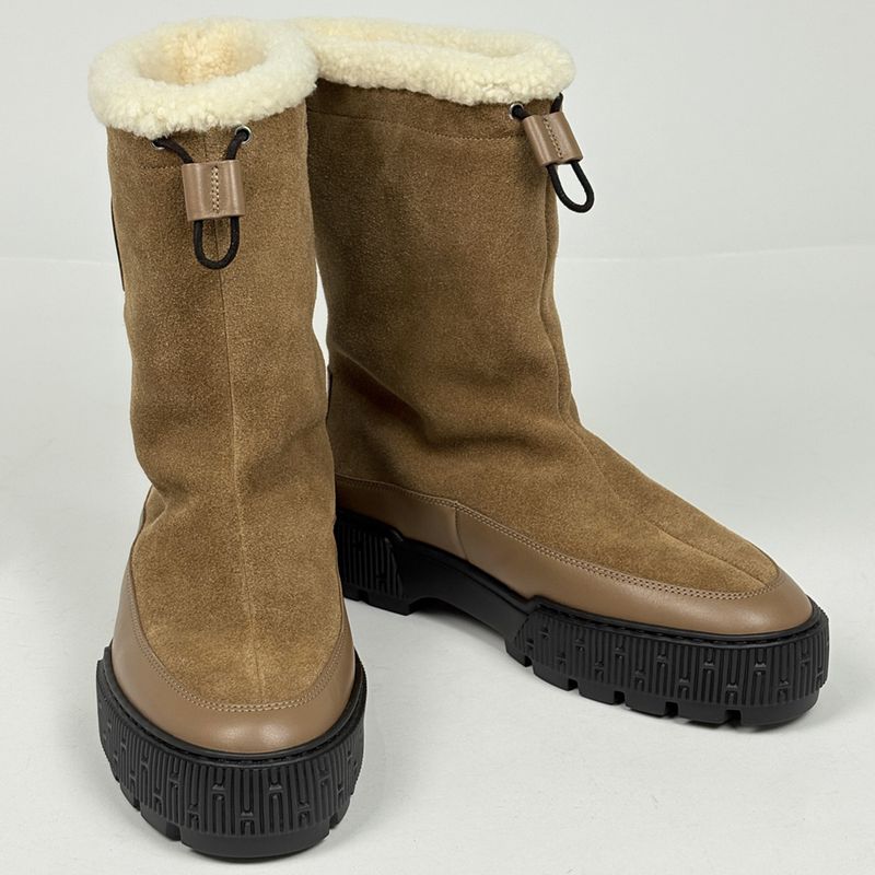 Hermes Short Boots Lava Sole Shoe Tsuye Dobra Brown
