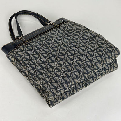 Dior Trotter Pattern Tote Shoulder Canvas Navy