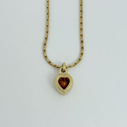 Dior Logo Rhinestone Necklace Heart Motif Gold Plated