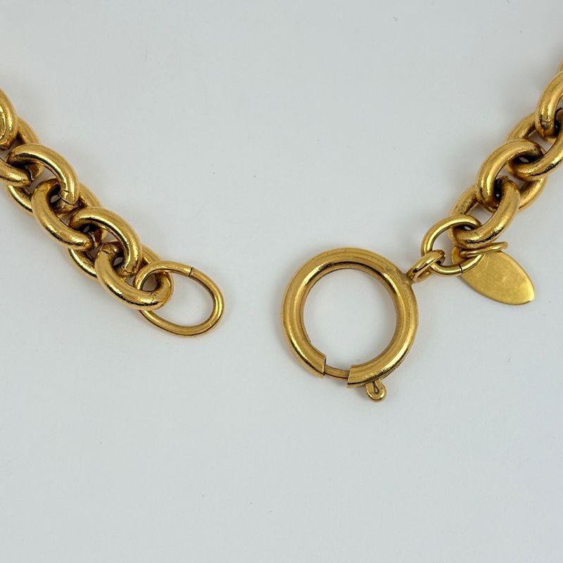 Chanel CC Logo Chain Necklace Coin Motif Gold Plated