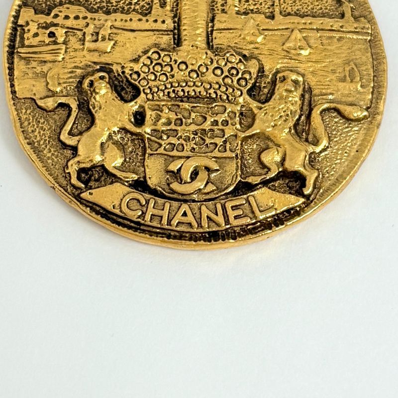 Chanel CC Logo Chain Necklace Coin Motif Gold Plated