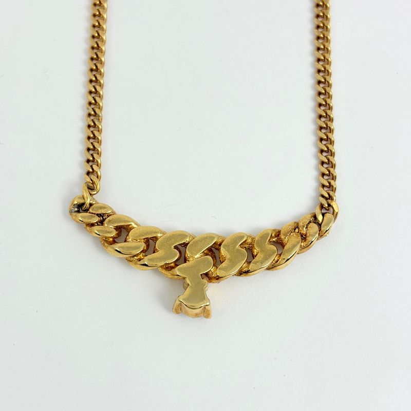 Dior Rhinestone Necklace CD Gold Plated