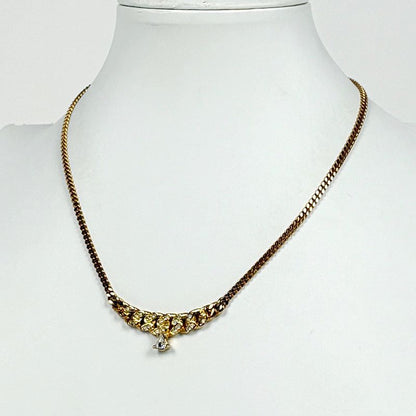 Dior Rhinestone Necklace CD Gold Plated