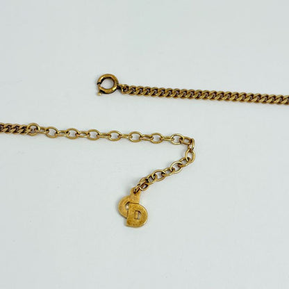 Dior Rhinestone Necklace CD Gold Plated