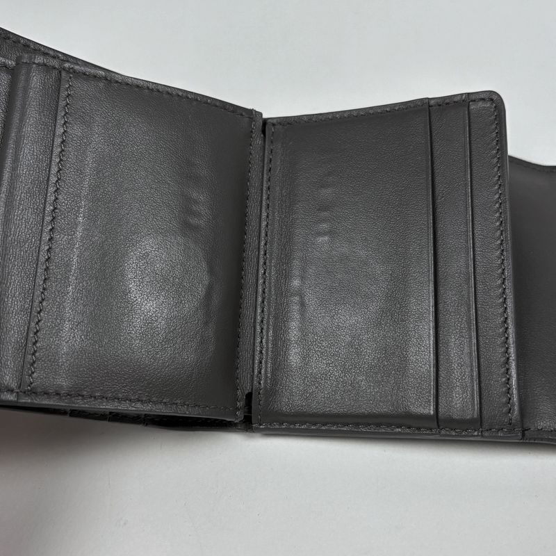 Celine Small Trifold Wallet Compact Leather Gray