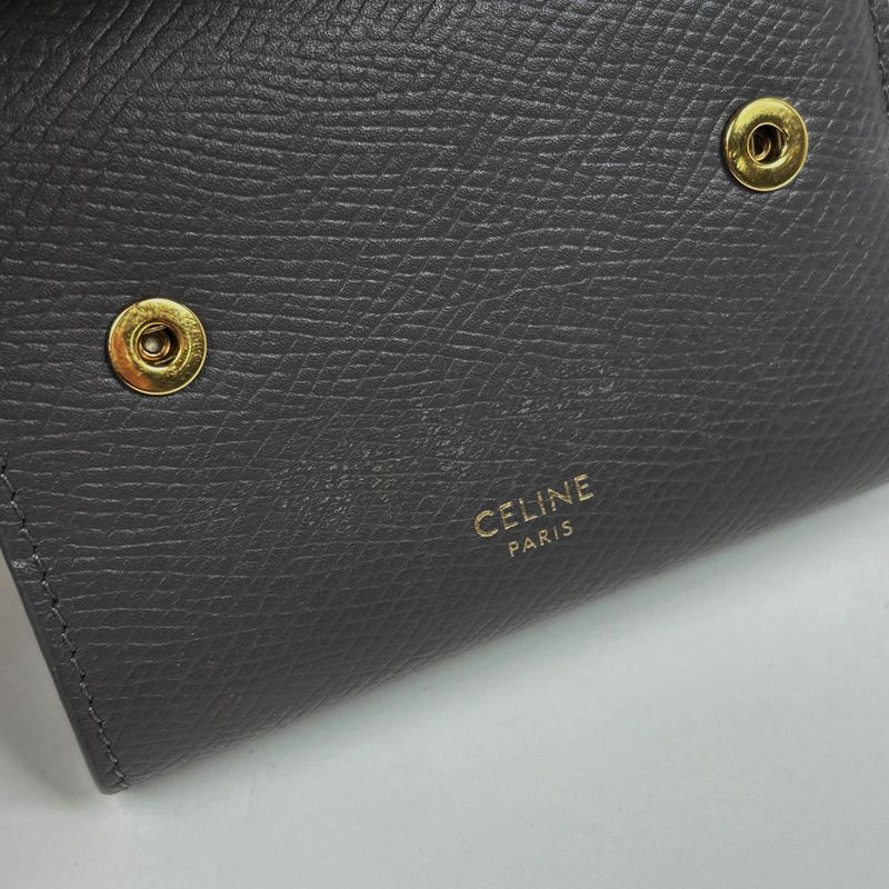Celine Small Trifold Wallet Compact Leather Gray