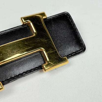 Hermes Constance Reversible Belt Box Calf Courchevel Black Gold