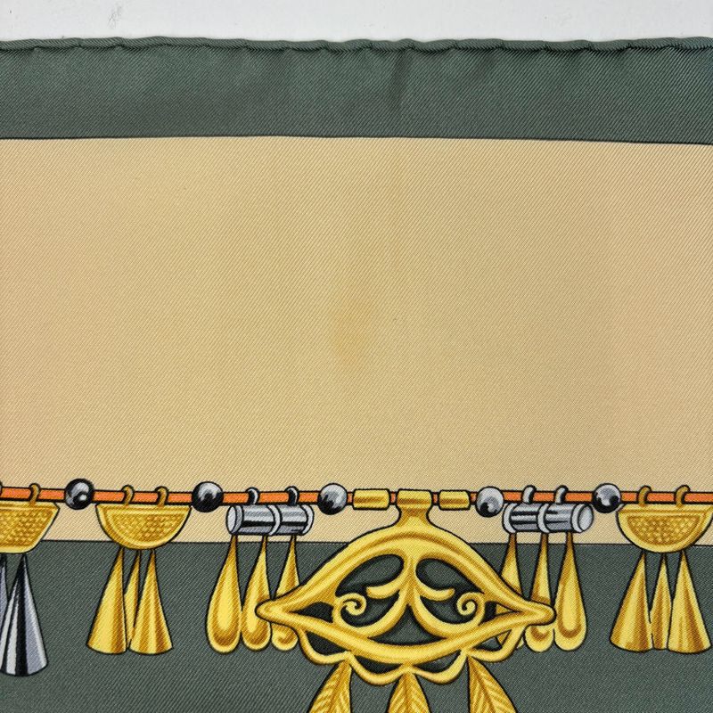 Hermes Carre 90 Parures Des Sables Desert Scarf Silk Green Multicolor