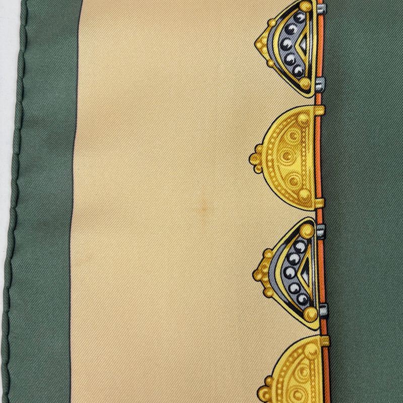 Hermes Carre 90 Parures Des Sables Desert Scarf Silk Green Multicolor