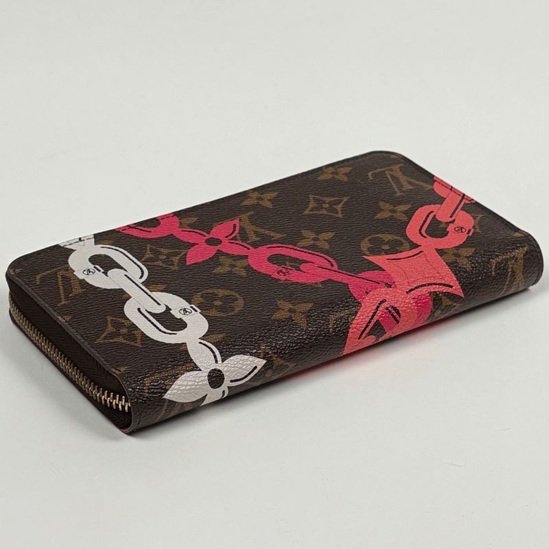 Louis Vuitton Zippy Wallet Zip Around Chain Print Monogram Bay Brown