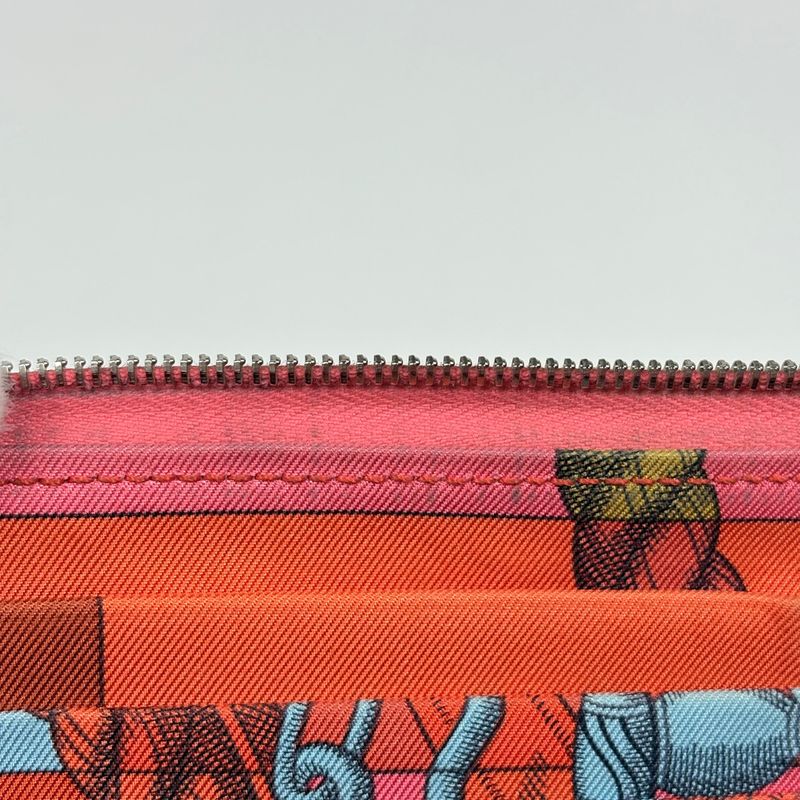 Hermes Azap Long Silk in Zip Around Scarf Wallet Veau Rose Azalea
