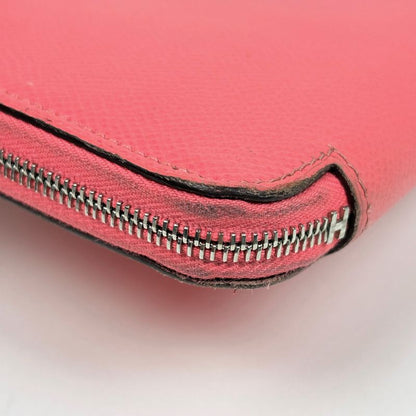 Hermes Azap Long Silk in Zip Around Scarf Wallet Veau Rose Azalea