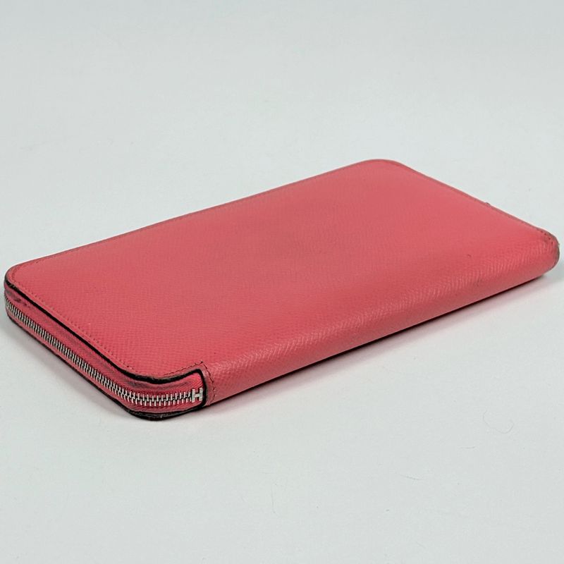 Hermes Azap Long Silk in Zip Around Scarf Wallet Veau Rose Azalea