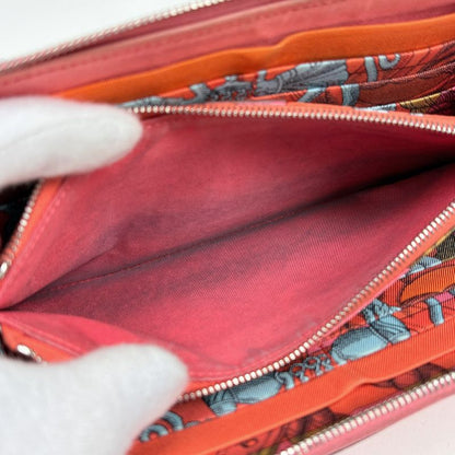 Hermes Azap Long Silk in Zip Around Scarf Wallet Veau Rose Azalea