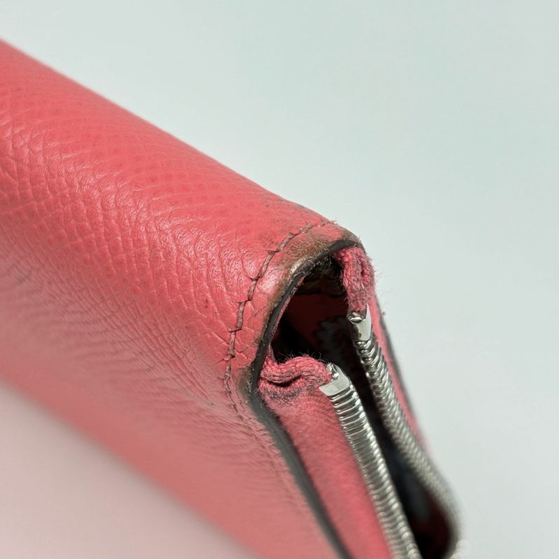 Hermes Azap Long Silk in Zip Around Scarf Wallet Veau Rose Azalea