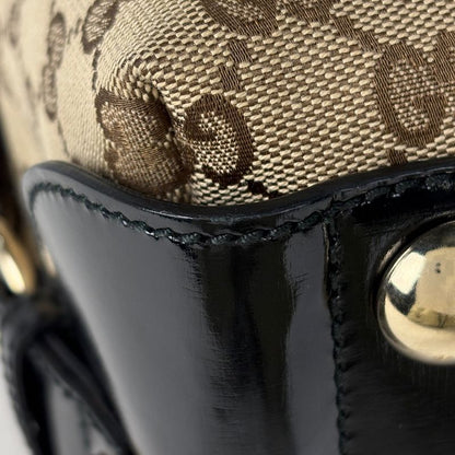 Gucci GG Pattern Handbag Canvas Beige Black