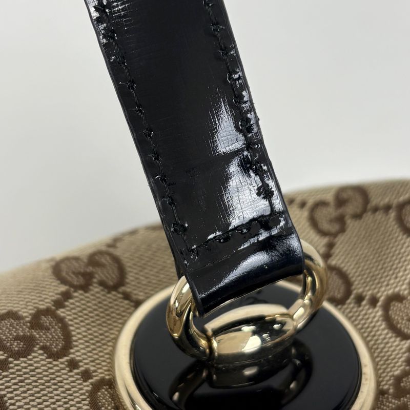 Gucci GG Pattern Handbag Canvas Beige Black