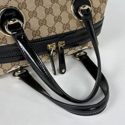 Gucci GG Pattern Handbag Canvas Beige Black