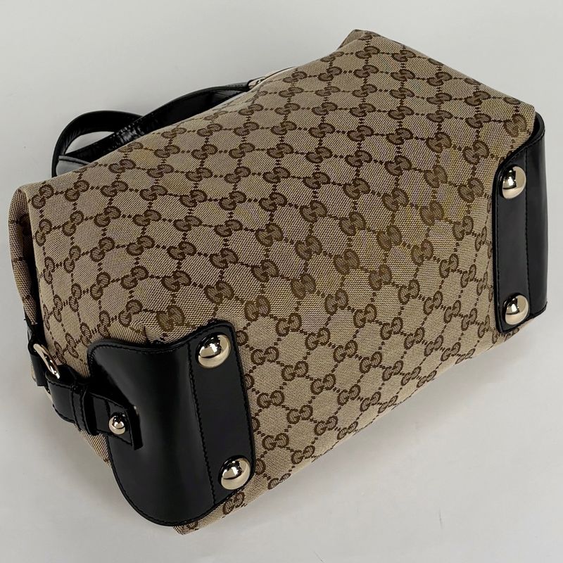 Gucci GG Pattern Handbag Canvas Beige Black