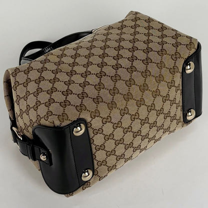 Gucci GG Pattern Handbag Canvas Beige Black