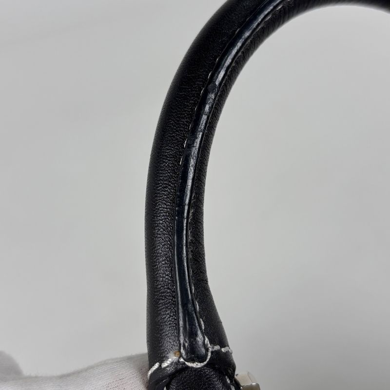 Loewe Amazona 28 Anagram Logo Handbag Suede Light Gray Black