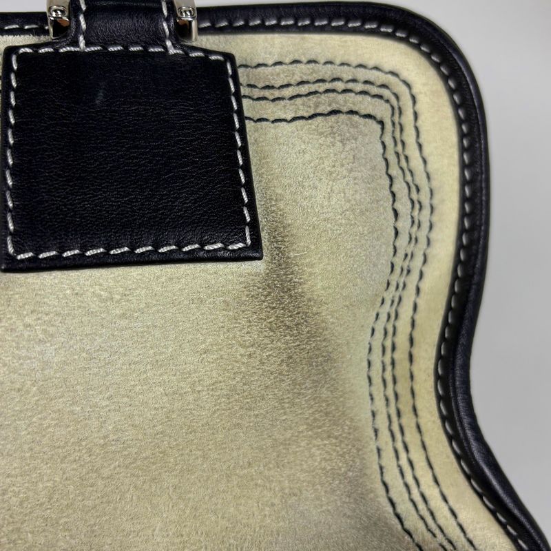 Loewe Amazona 28 Anagram Logo Handbag Suede Light Gray Black