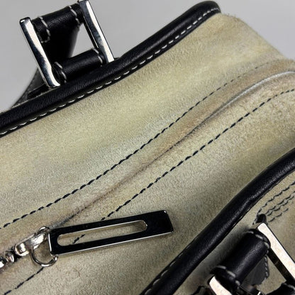 Loewe Amazona 28 Anagram Logo Handbag Suede Light Gray Black
