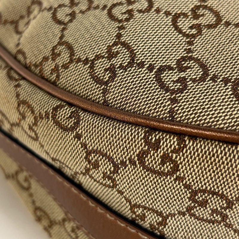 Gucci GG Pattern Shoulder Bag Interlocking Bag Canvas Beige Metallic Brown