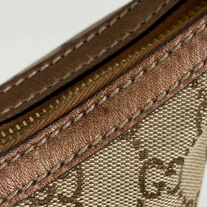 Gucci GG Pattern Shoulder Bag Interlocking Bag Canvas Beige Metallic Brown