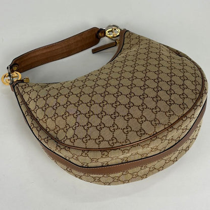 Gucci GG Pattern Shoulder Bag Interlocking Bag Canvas Beige Metallic Brown