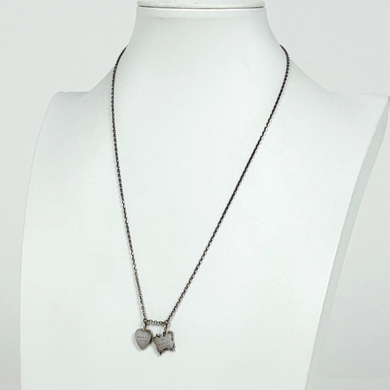 Gucci Logo Necklace Heart Butterfly Silver