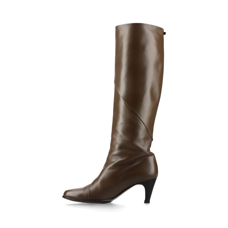 Hermes Leather Long Boots Api Buckle Star Mark 38 Brown