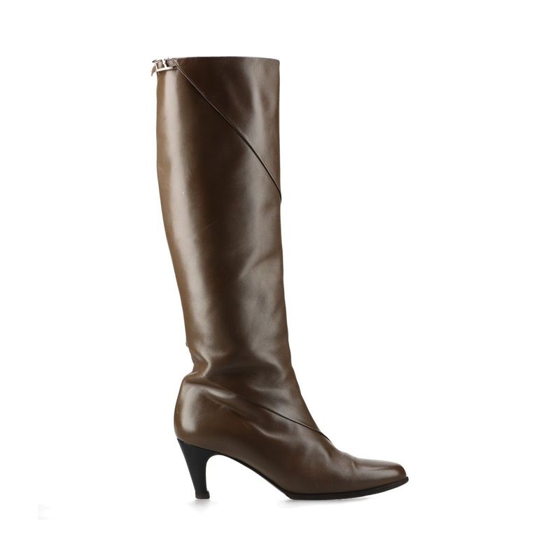 Hermes Leather Long Boots Api Buckle Star Mark 38 Brown