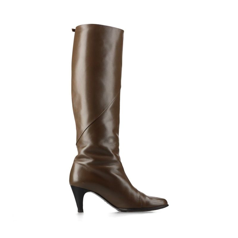 Hermes Leather Long Boots Api Buckle Star Mark 38 Brown