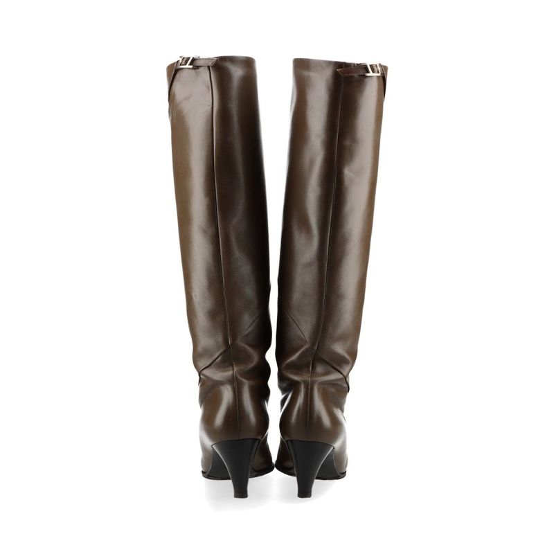Hermes Leather Long Boots Api Buckle Star Mark 38 Brown