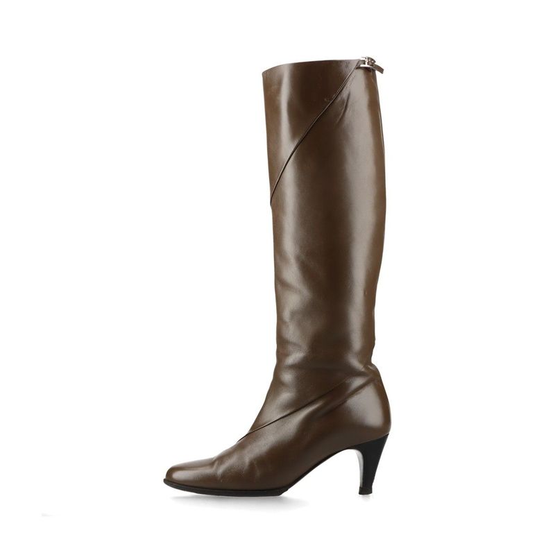 Hermes Leather Long Boots Api Buckle Star Mark 38 Brown