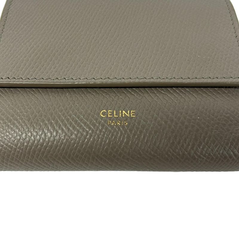Celine Trifold Wallet Small Gray Beige