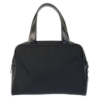Prada Tessuto Black Silver Nylon Leather Handbag