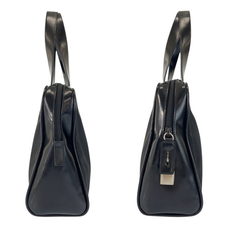 Prada Tessuto Black Silver Nylon Leather Handbag