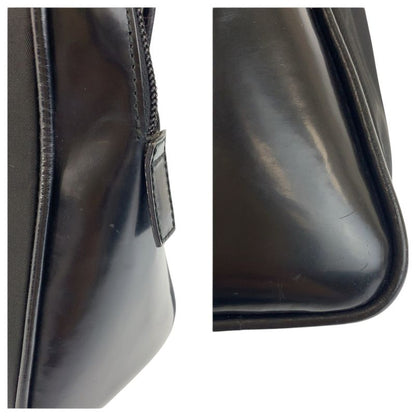 Prada Tessuto Black Silver Nylon Leather Handbag