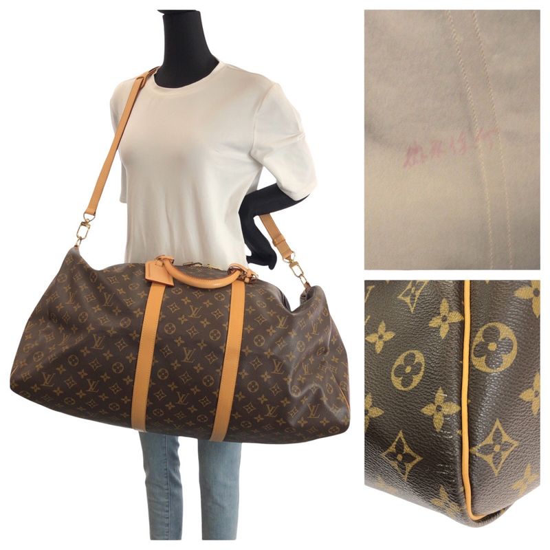 Louis Vuitton Monogram Keepall Bandouliere 60 2-Way Brown Gold Boston Bag