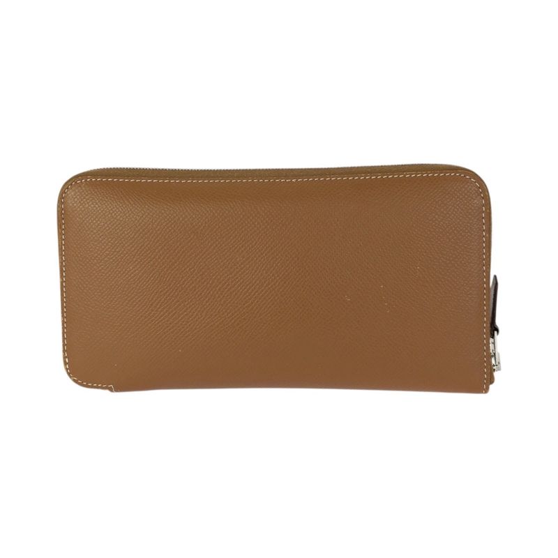 Hermes Azap Long Silk in Gold Brown Silver Veau Zip Around Coin Purse