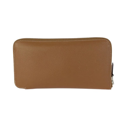Hermes Azap Long Silk in Gold Brown Silver Veau Zip Around Coin Purse
