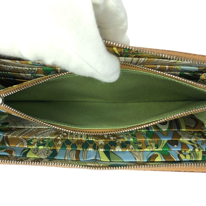 Hermes Azap Long Silk in Gold Brown Silver Veau Zip Around Coin Purse