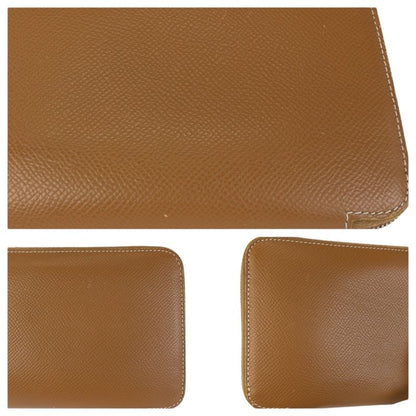 Hermes Azap Long Silk in Gold Brown Silver Veau Zip Around Coin Purse
