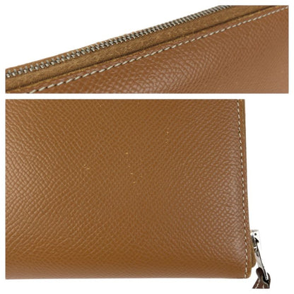 Hermes Azap Long Silk in Gold Brown Silver Veau Zip Around Coin Purse