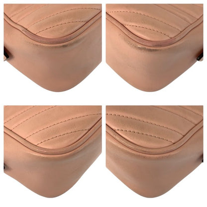 Gucci GG Marmont Pink Gold Leather Shoulder Bag Pochette