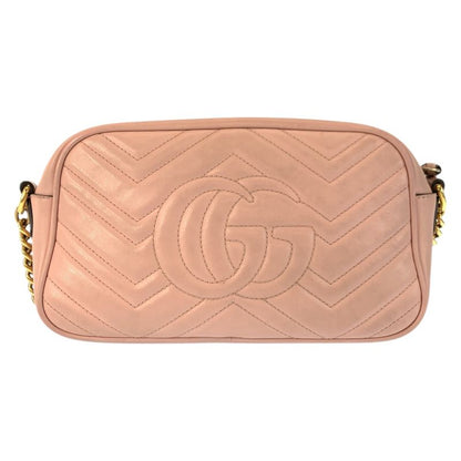 Gucci GG Marmont Pink Gold Leather Shoulder Bag Pochette